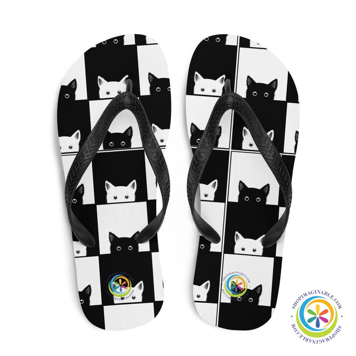 Black & White Cat Lover Flip-Flops-ShopImaginable.com