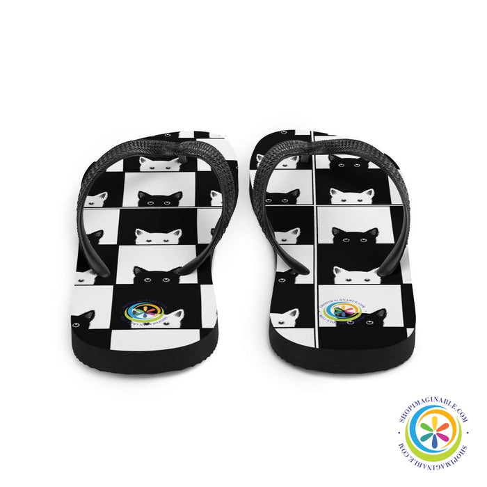 Black & White Cat Lover Flip-Flops-ShopImaginable.com