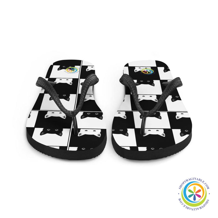 Black & White Cat Lover Flip-Flops-ShopImaginable.com