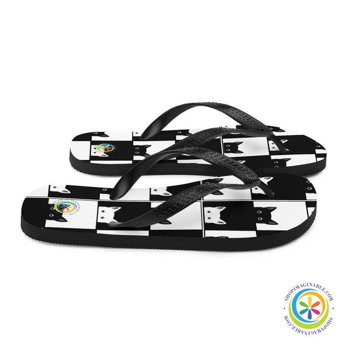 Black & White Cat Lover Flip-Flops-ShopImaginable.com