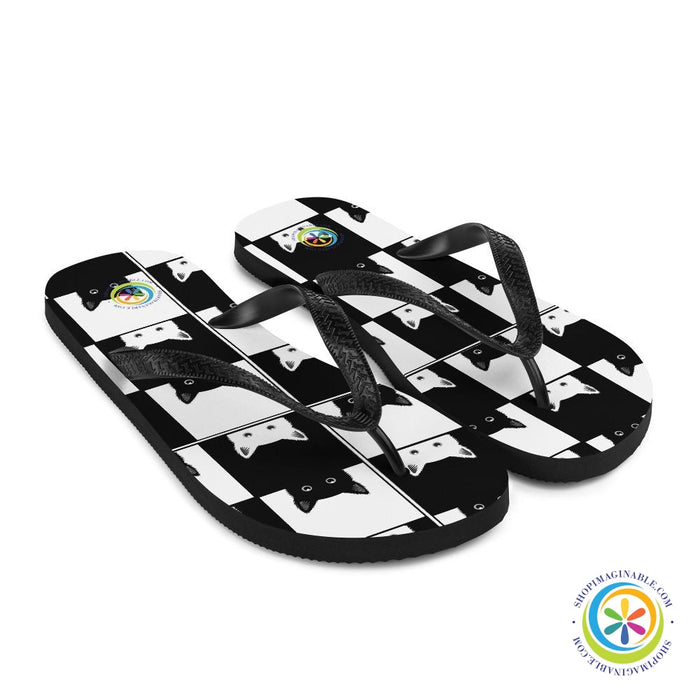 Black & White Cat Lover Flip-Flops-ShopImaginable.com