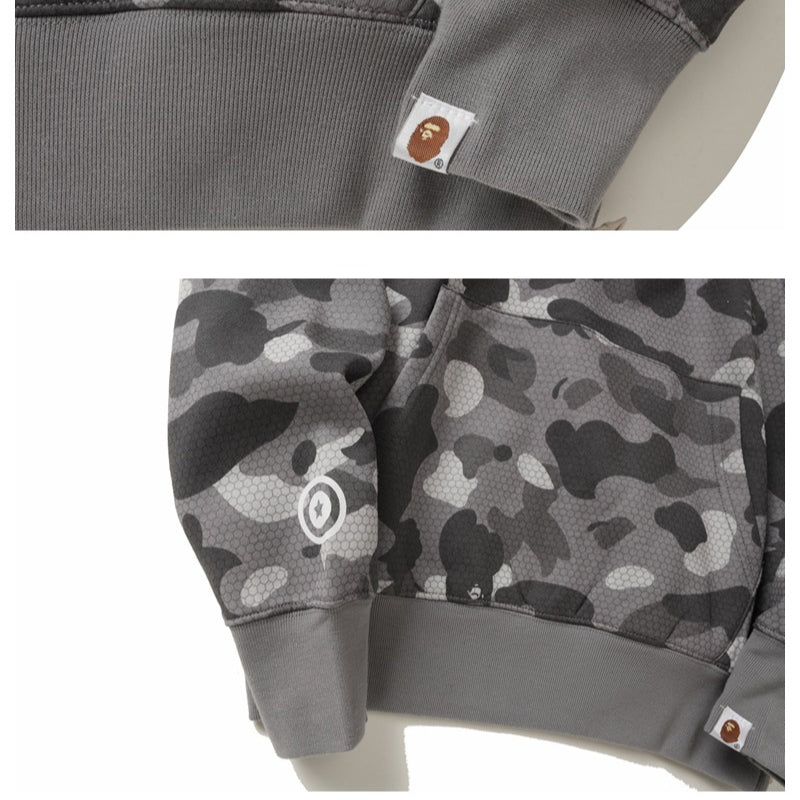 Bathing Ape Hoodie Zip Honeycomb Camo Kangaroo Pocket Sweater Pullover