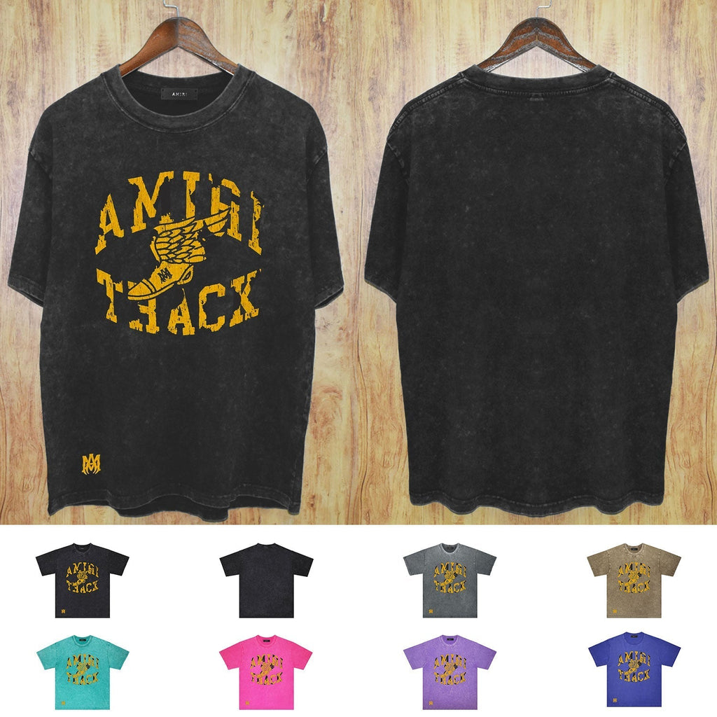 Amiri Washed Distressed T Shirt Printed Trendy Pure Cotton