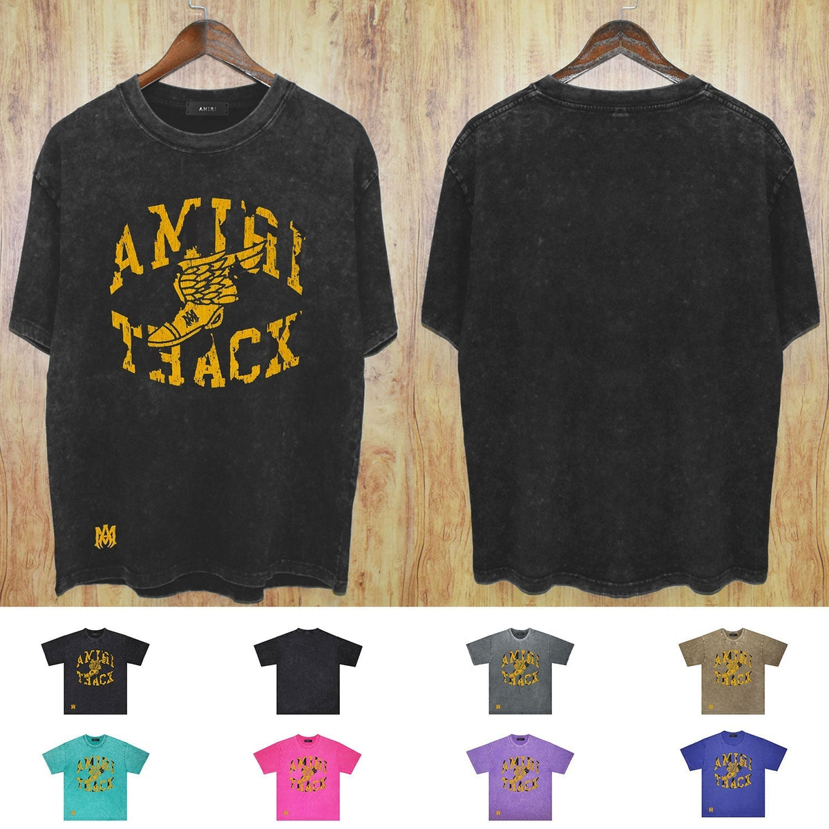 Amiri Washed Distressed T Shirt Printed Trendy Pure Cotton