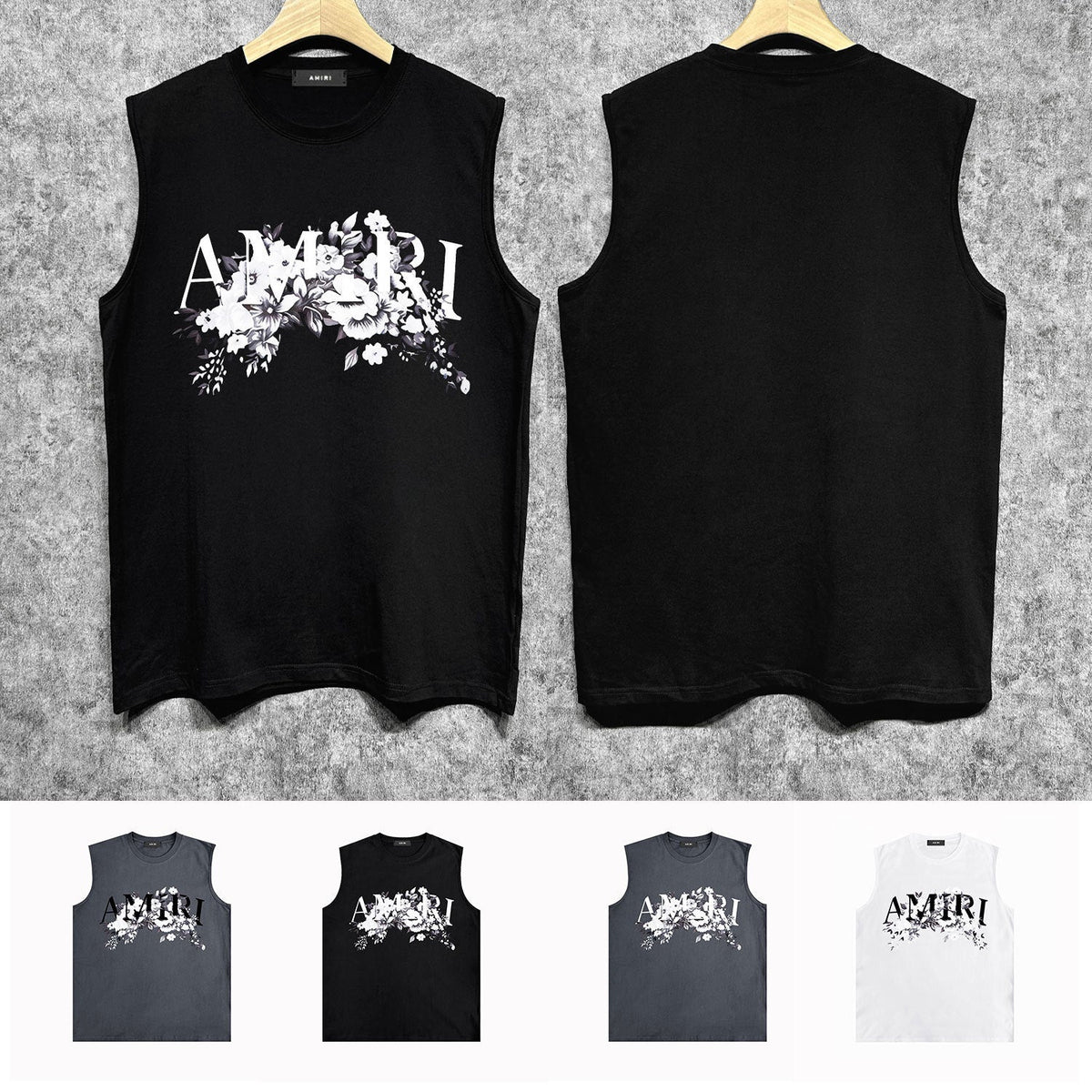 Amiri tank top colorless floral print