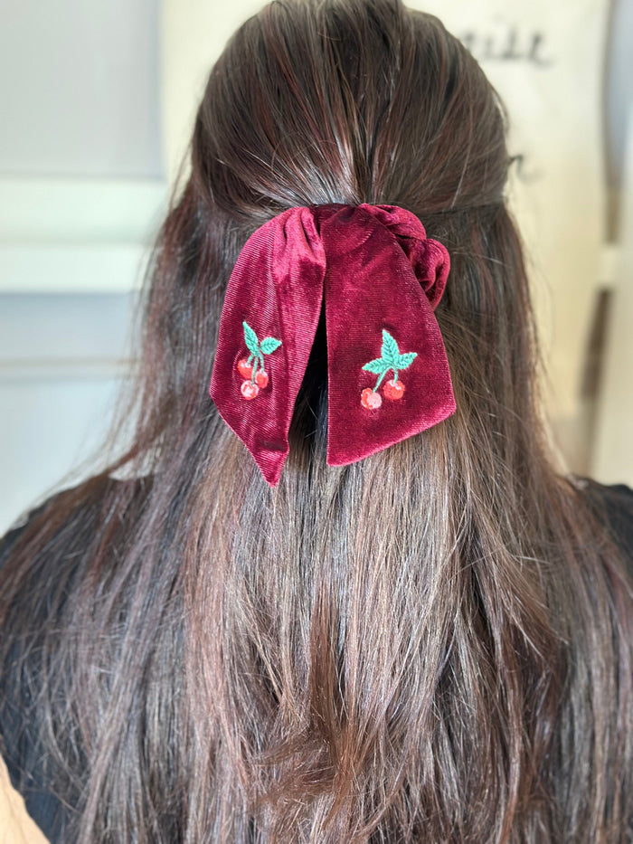 Cherries Embroidered Scrunchie by Rifle Paper CO Rifle Paper Co. scrunchie