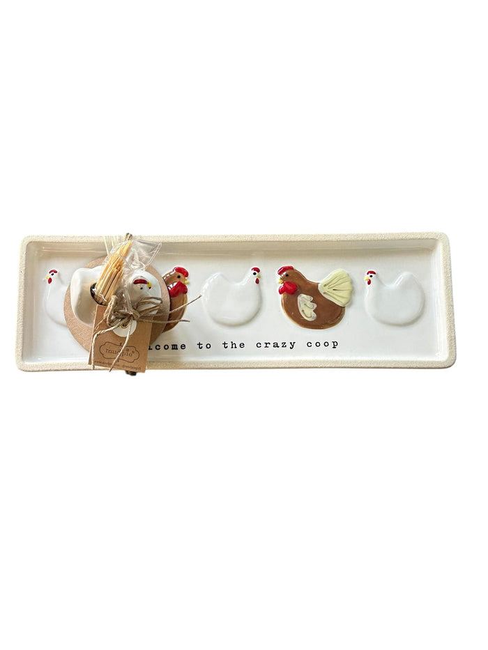 Chicken Tray & Toothpick Set Mud Pie Tableware