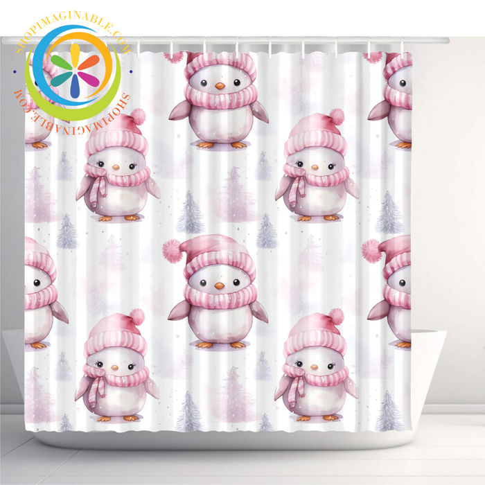 Christmas Penguins Shower Curtain