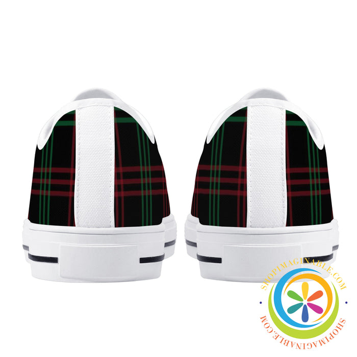 Classic Green & Red Plaid Ladies Low Top Canvas Shoes