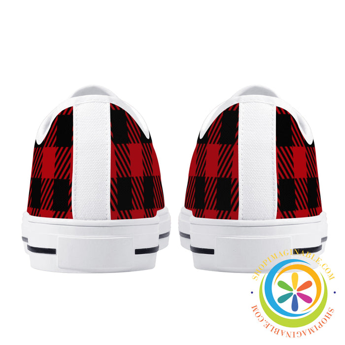 Classic Red Plaid Ladies Low Top Canvas Shoes
