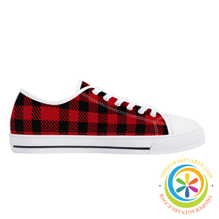 Classic Red Plaid Ladies Low Top Canvas Shoes