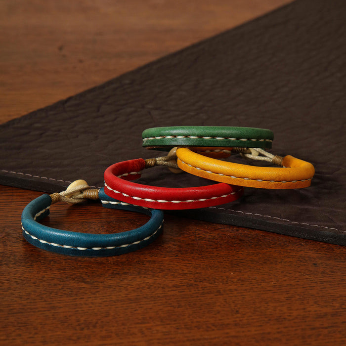 Colorful Leather Bracelet with Hand Stitching