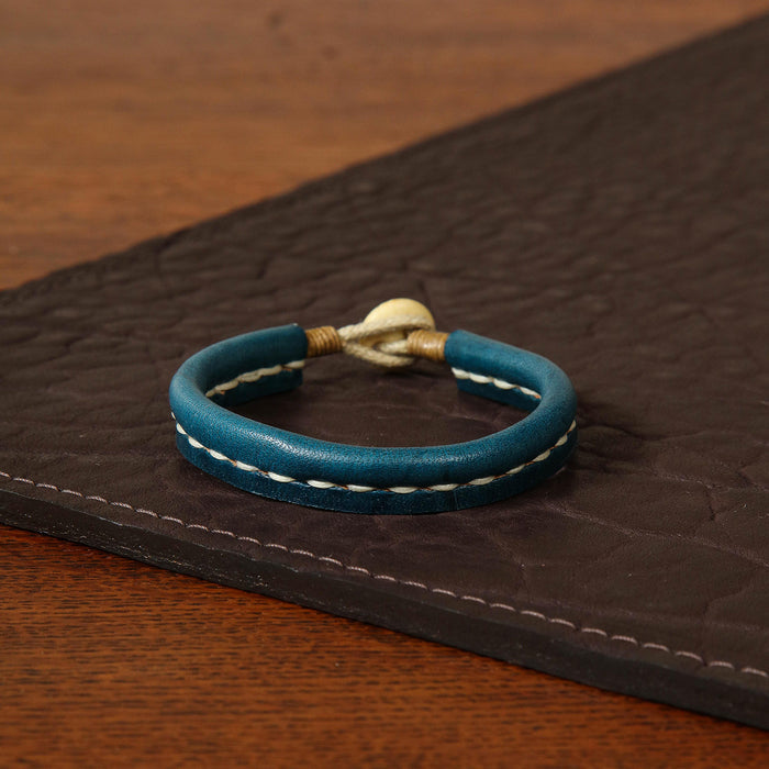 Colorful Leather Bracelet with Hand Stitching