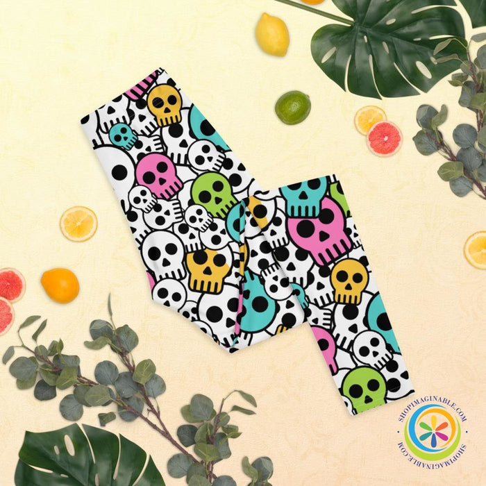 Colorful Simple Skulls Leggings-ShopImaginable.com