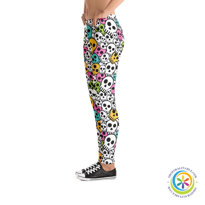 Colorful Simple Skulls Leggings-ShopImaginable.com
