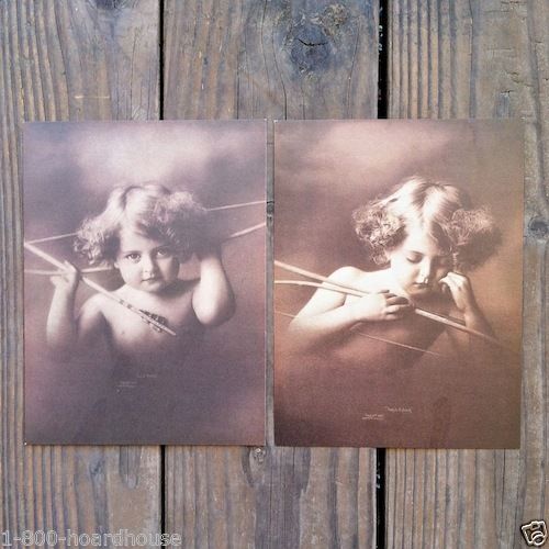 CUPID AWAKE & ASLEEP Lithograph Art Prints 1940s