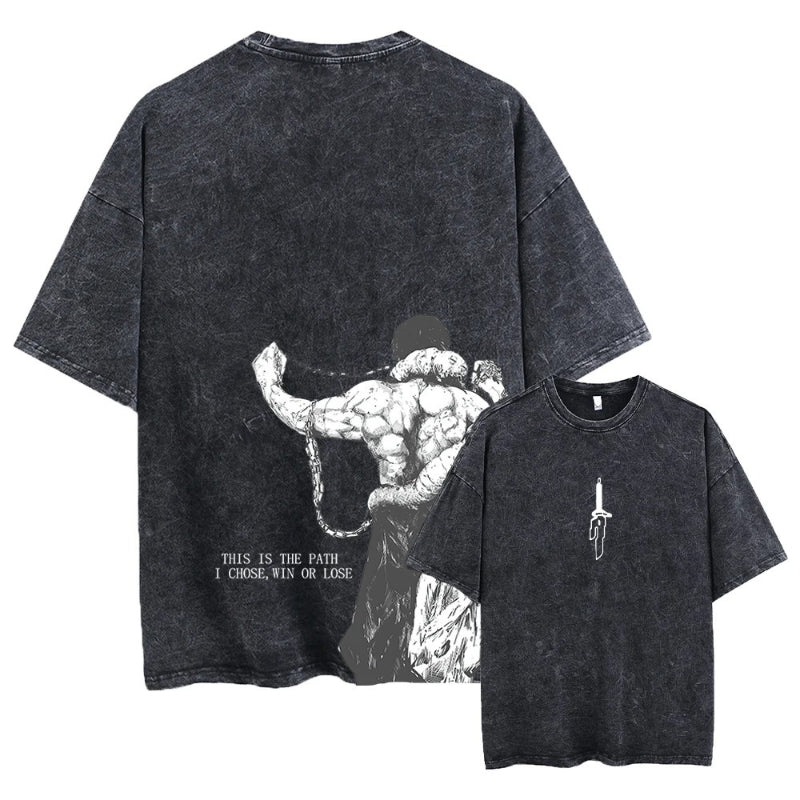 2024Men and Women Anime Printed Washed Short Sleeve Retro