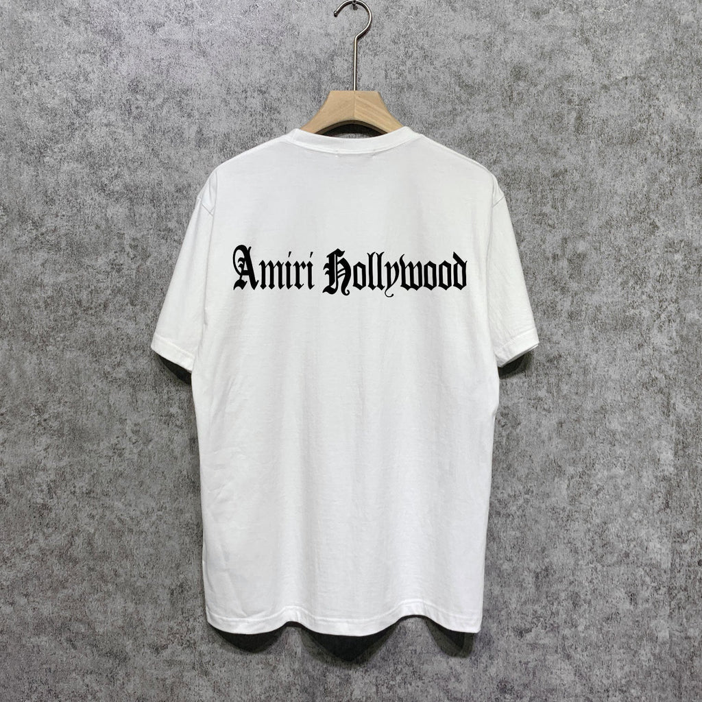 Amiri t shirts sanskrit printing short sleeve