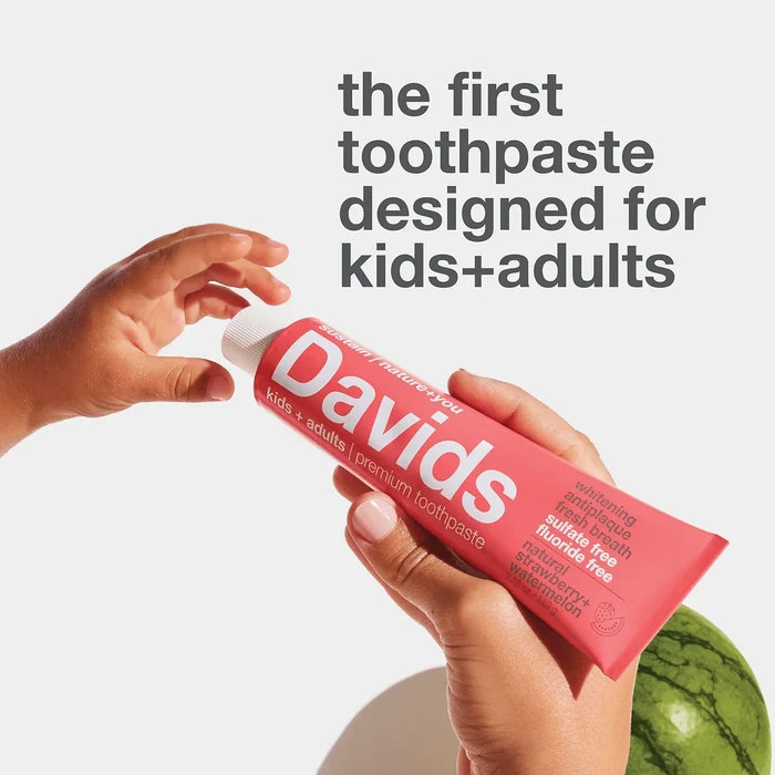 Davids kids + adults premium toothpaste / strawberry watermelon