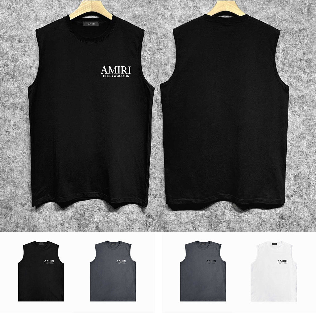 Amiri tank top new bone sleeve print