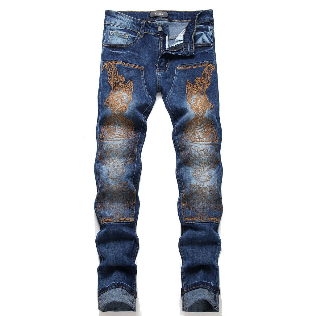 Amiri Jeans Embroidered Slim-Fit Stretch Jeans