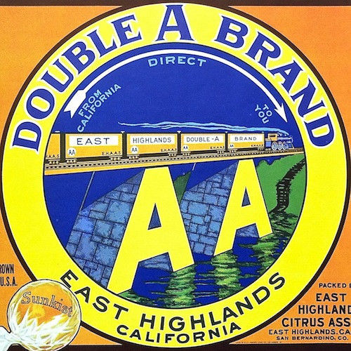DOUBLE A BRAND SUNKIST Orange Box Crate Label