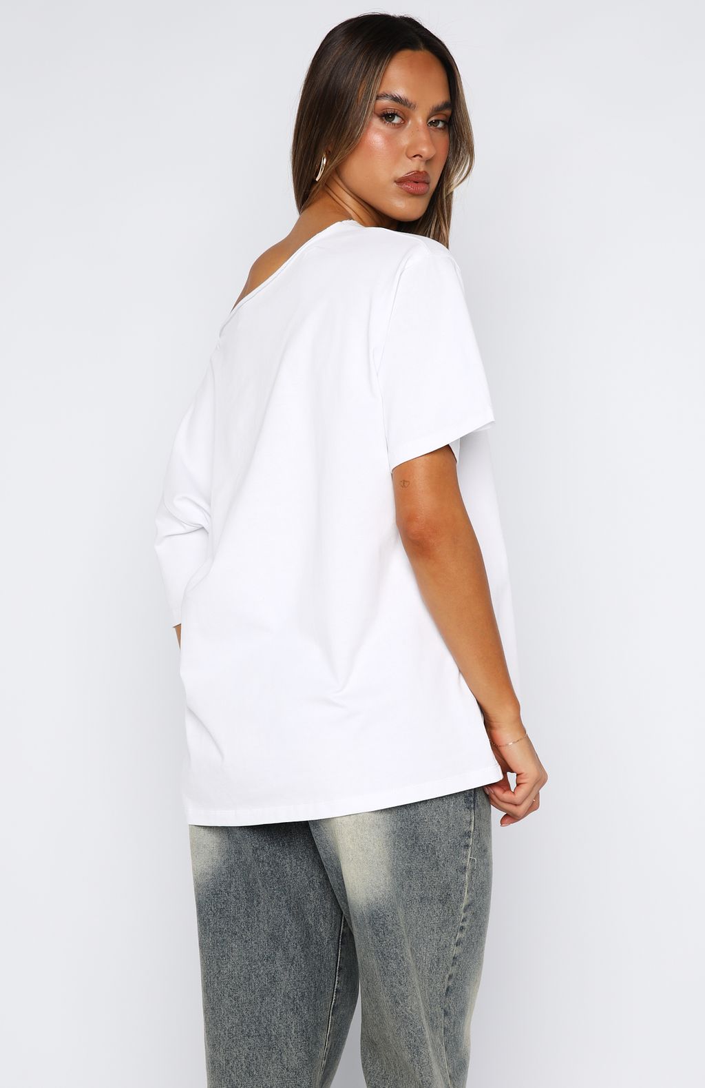 Give Me Options Off Shoulder Tee White