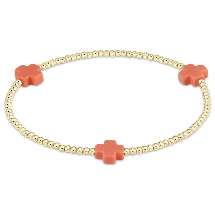 eNewton Signature Cross Small 2mm Bracelet | Coral e.newton Designs BRACELET