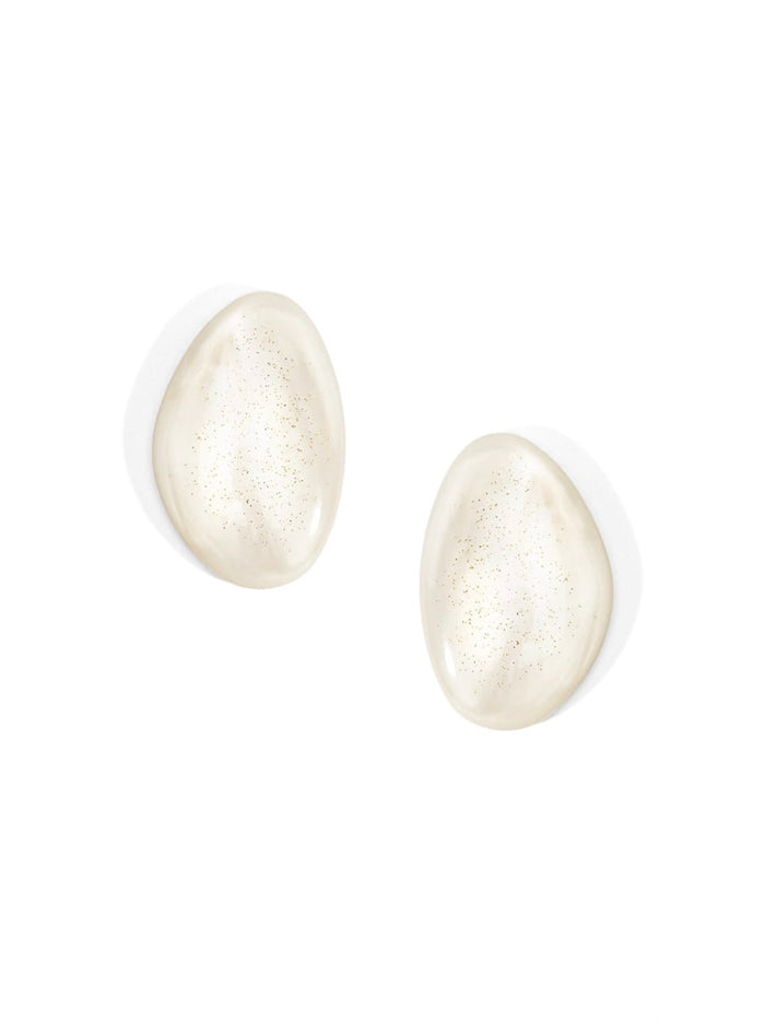 Estelle Marbled Oval Stud Earring, White Zenzii Earring