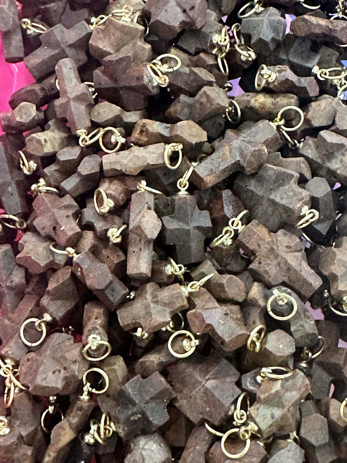Fairy Stone Crosses Mattie B's Gifts & Apparel Natural Stone Cross Chocolate Brown