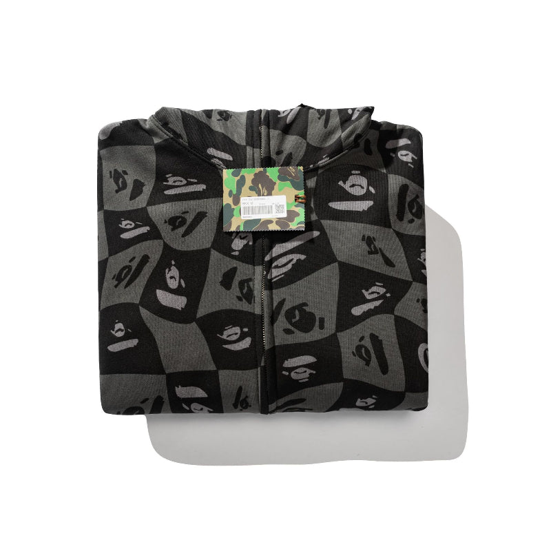 Bathing Ape Hoodie Autumn and Winter Ape Shaped Checkered Shark Cardigan Zipper Sweater Jacket