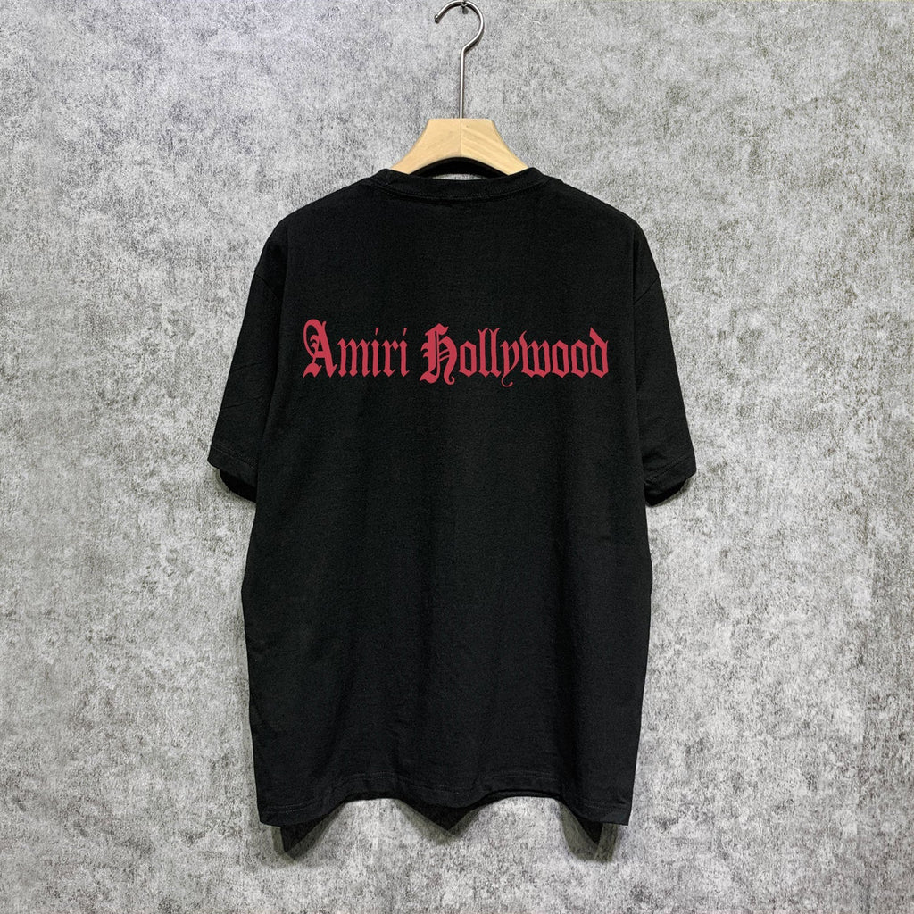 Amiri t shirts sanskrit printing short sleeve