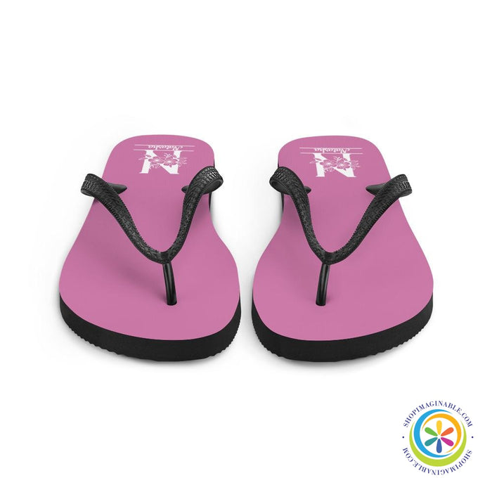 Floral Initial & Name Custom Personalized Flip-Flops-ShopImaginable.com