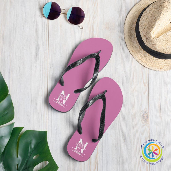 Floral Initial & Name Custom Personalized Flip-Flops-ShopImaginable.com