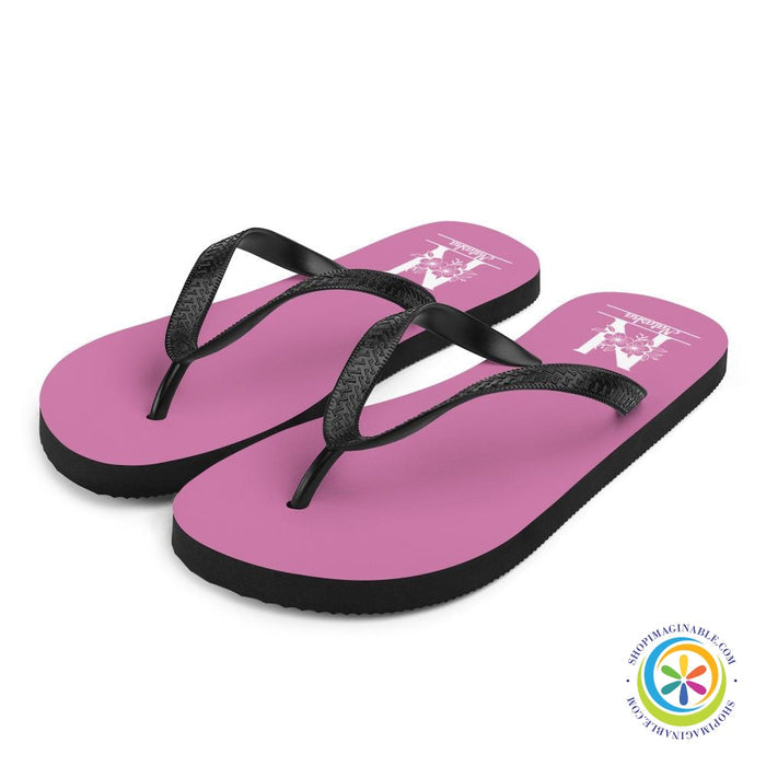 Floral Initial & Name Custom Personalized Flip-Flops-ShopImaginable.com