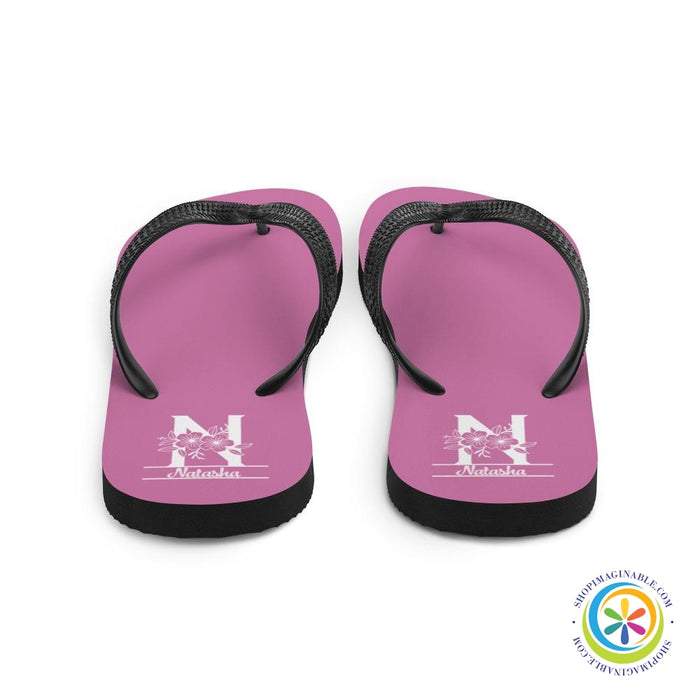 Floral Initial & Name Custom Personalized Flip-Flops-ShopImaginable.com