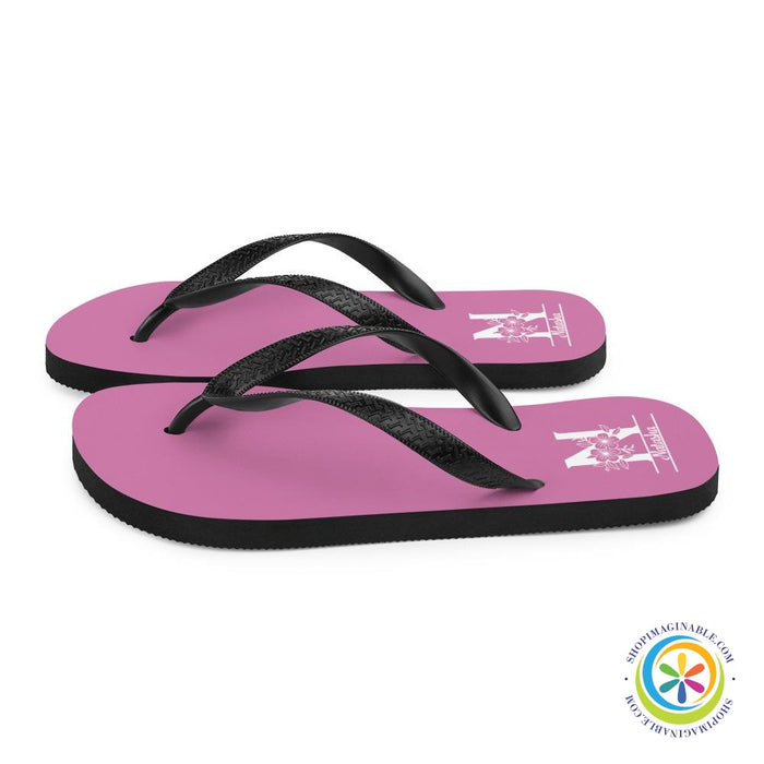 Floral Initial & Name Custom Personalized Flip-Flops-ShopImaginable.com