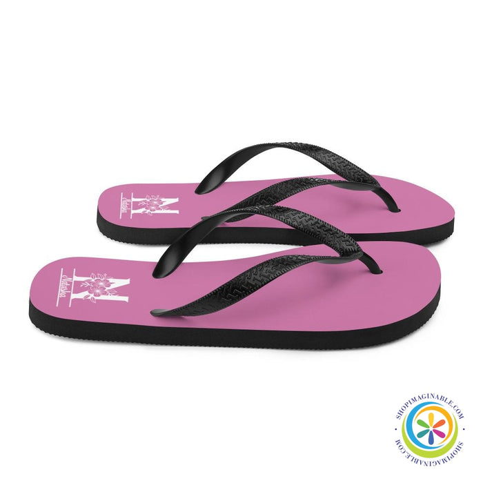 Floral Initial & Name Custom Personalized Flip-Flops-ShopImaginable.com