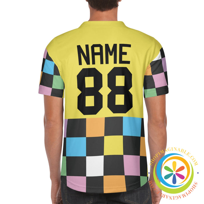 Funky Checkered Unisex Baseball Jersey-ShopImaginable.com