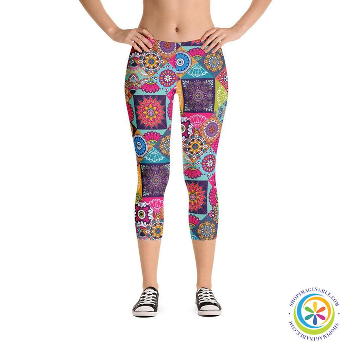 Funky Tribal Patterned Capri Leggings-ShopImaginable.com