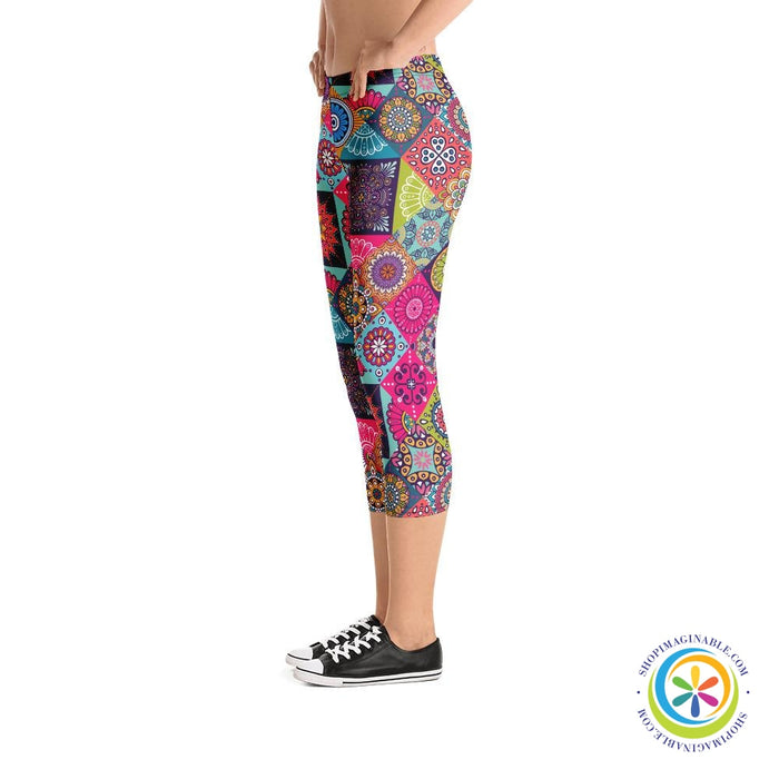 Funky Tribal Patterned Capri Leggings-ShopImaginable.com