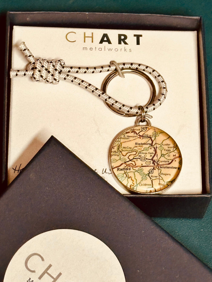 Gifts with Area Map Loction Chart Metal Works Bracelet BLACKSBURG