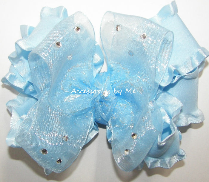 Glitz Pageant Organza Ruffle Hair Bow