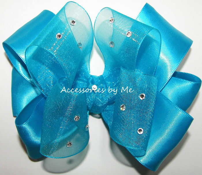 Pageant Turquoise Blue Hair Bow