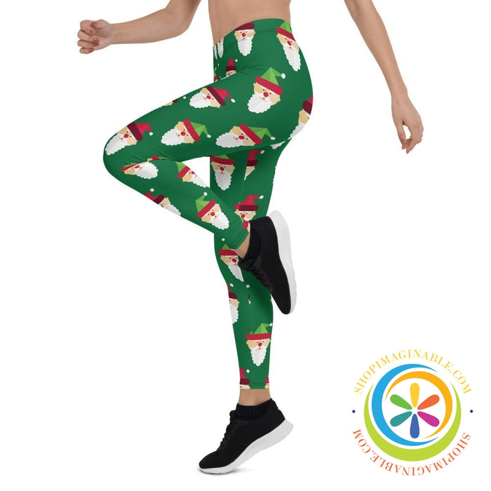 Green Santa Claus Leggings Holiday Season-ShopImaginable.com