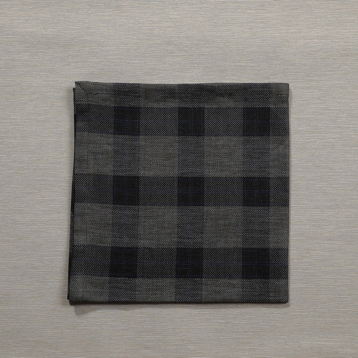 Grey, black and royal blue tartan check kitchen towel