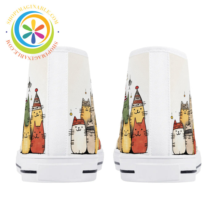 Holiday Cats Ladies High Top Canvas Shoes