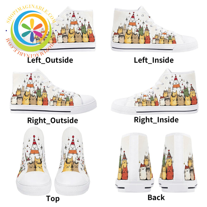 Holiday Cats Ladies High Top Canvas Shoes