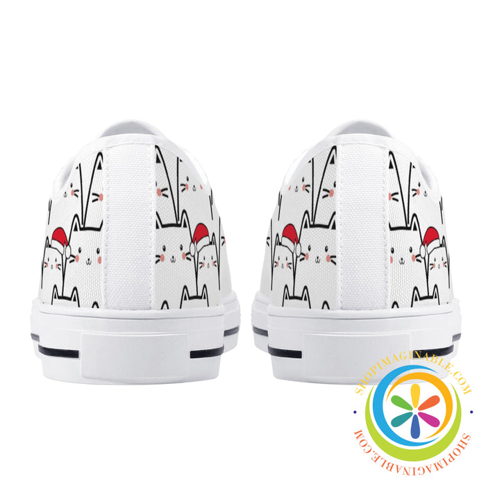 Holiday Cats Ladies Low Top Canvas Shoes