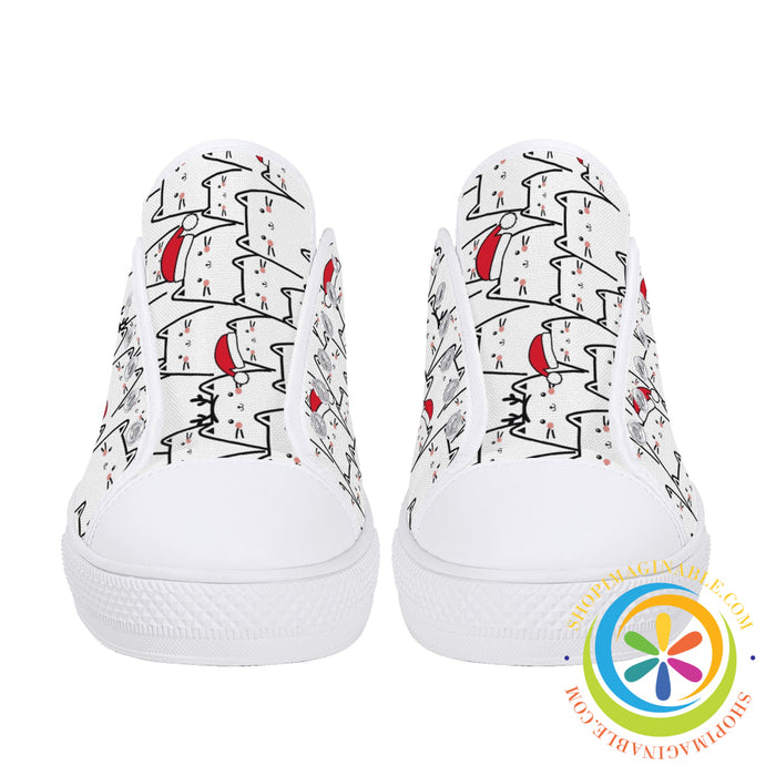 Holiday Cats Ladies Low Top Canvas Shoes